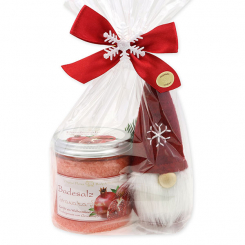 Bath salt 300g with a gnome in a cellophane bag, Pomegranate 