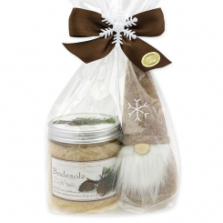Bath salt 300g with a gnome in a cellophane bag, Swiss pine 