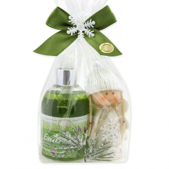 Flüssigseife 250ml mit Stoffengel in Cello, Eisenkraut 