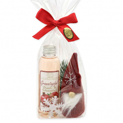 Shower- & foam bath 75ml with a gnome in a cellophane bag, Pomegranate 