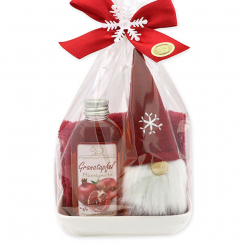 Care set 3 pieces with a gnome in a cellophane bag, Pomegranate 