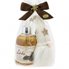 Liquid soap 250ml with a gnome in a cellophane bag, Swiss pine 