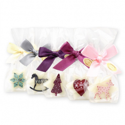 Sheep milk star soap 20g decorated with christmas motives in a cellophane, Classic 