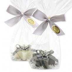 Sheep milk star soap 20g decorated with a snowflake in a cellophane, Classic/christmas rose silver 
