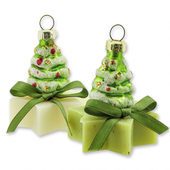 Sheep milk star soap 20g decorated with a glastree, Classic/verbena 