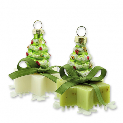 Sheep milk star soap 20g decorated with a glastree, Classic/verbena 