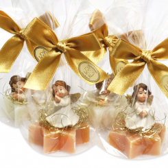 Sheep milk star soap 20g decorated with an angel in a cellophane, Classic/swiss pine 