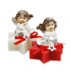 Sheep milk star soap 20g decorated with an angel, Classic/pomegranate 