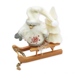 Schafmilchseife Tannenbaum 42g dekoriert mit Wichtel auf Holzschlitten, Classic 