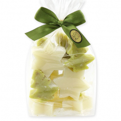 Sheep milk soap star 20g and a tree 16g decorated with snow in a cellophane, Classic/verbena 