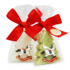 Sheep milk soap tree 24g decorated with a rocking horse in a cellophane, Classic/verbena 