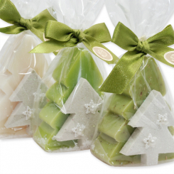 Sheep milk soap tree 115g decorated with a glitter christmas tree in a cellophane, sorted 