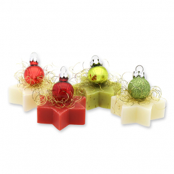 Sheep milk star soap 20g decorated with a christmas ball, sorted 