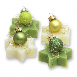 Sheep milk star soap 20g decorated with a christmas ball, Classic/verbena 