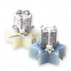 Schafmilchseife Stern midi 20g dekoriert mit Geschenkspaket, Classic/Eisblume 