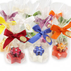 Sheep milk star soap 20g decorated with a star in a cellophane, sorted 