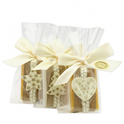 Sheep milk soap 25g decorated with christmas decorations in a cellophane, Classic/Swiss Pine 