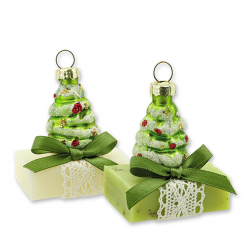 Sheep milk guest soap 25g decorated with a glastree, Classic/verbena 