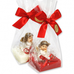 Sheep milk soap 35g decorated with an angel in a cellophane, Classic/pomegranate 