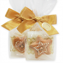 Sheep milk soap 35g decorated with gingerbread in a cellophane, Classic 