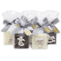 Sheep milk soap 35g decorated with christmas motives in a cellophane, Classic/christmas rose silver 