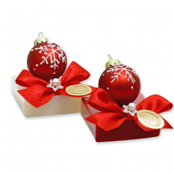 Sheep milk soap 35g decorated with a christmas ball, Classic/pomegranate 