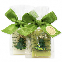 Sheep milk guest soap 25g decorated with a tree in a cellophane, Classic/verbena 
