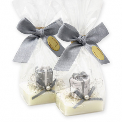 Sheep milk soap 35g decorated with a present in a cellophane, Classic 