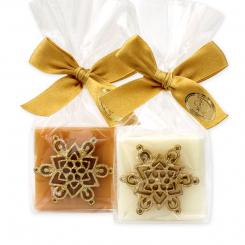 Sheep milk soap 35g decorated with a snowflake in a cellophane, Classic/swiss pine 
