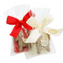 Sheep milk quest soap 25g decorated with a horse in a cellophane, Classic/pomegranate 