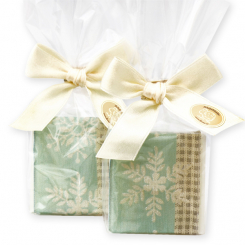 Sheep milk soap 35g decorated with a snowflake-ribbon in a cellophane, Classic 