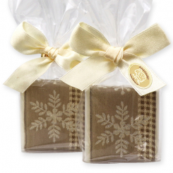 Sheep milk soap 35g decorated with a snowflake-ribbon in a cellophane, Classic 