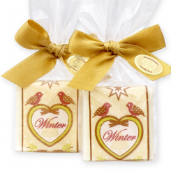 Sheep milk soap 35g decorated with a christmas ribbon in a cellophane, Classic 
