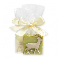 Sheep milk soap 35g decorated with a deer in a cellophane, Classic/verbena 
