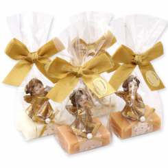 Sheep milk guest soap 25g decorated with an angel in a cellophane, Classic/swiss pine 