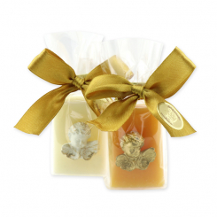 Sheep milk guest soap 25g decorated with an angel in a cellophane, Classic/swiss pine 