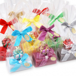 Sheep milk soap 100g decorated with a glass christmas hanger present in a cellophane, sorted 
