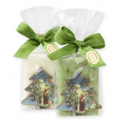 Sheep milk soap 100g decorated with a christmas tree in a cellophane, Classic/verbena 