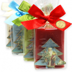 Sheep milk soap 100g decorated with christmas ornament tree in a cellophane, sorted 