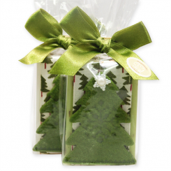 Sheep milk soap 100g decorated with a glass christmas tree in a cellophane, Classic/verbena 