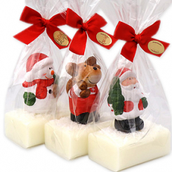 Sheep milk soap 100g decorated with christmas figures in Cello, Classic 