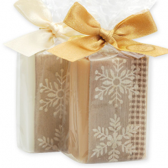 Sheep milk soap 100g decorated with a snowflake ribbon in a cellophane, Classic/quince 