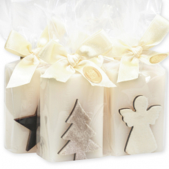 Schafmilchseife eckig 100g dekoriert mit Weihnachtsmotive in Cello, Classic 