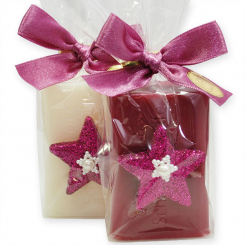 Sheep milk soap 100g decorated with a glitter star in a cellophane, Classic/jostaberry 