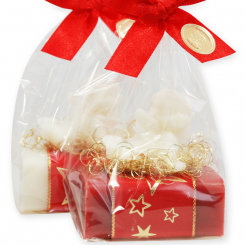 Sheep milk soap 100g decorated with a soap angel 20g in a cellophane, Classic/pomegranate 
