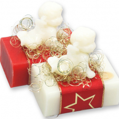 Sheep milk soap 100g decorated with a soap angel 20g, Classic/pomegranate 