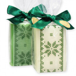 Sheep milk soap 100g decorated with a ribbon in a cellophane, Classic/apple 