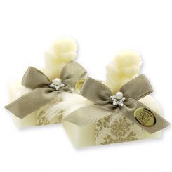 Schafmilchseife eckig 100g dekoriert mit Seife Engel 20g, Classic 