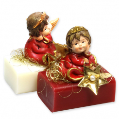 Sheep milk soap 100g decorated with an angel, Classic/pomegranate 