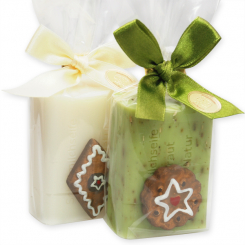 Sheep milk soap 100g decorated with gingerbread decorations in a cellophane, Classic/verbena 